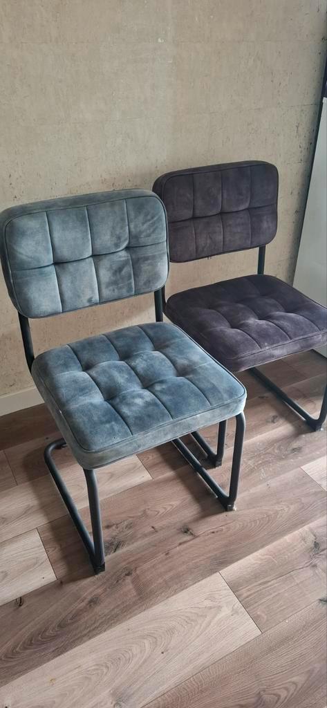 Eetkamerstoelen 2x antraciet 1x petrol (blaauwig), Huis en Inrichting, Stoelen, Zo goed als nieuw, Drie, Stof, Overige kleuren