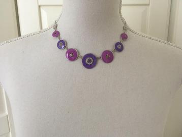 Paarse enamel strass ketting en oorbellen set beschikbaar voor biedingen