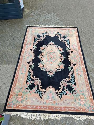 Vintage vloerkleed wol roze beige pers kleed eclectisch  beschikbaar voor biedingen