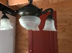 Antieke oude kamer lamp met glazen kappen., Antiek en Kunst, Antiek | Lampen, Ophalen of Verzenden