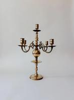 VINTAGE MESSING KANDELAAR | 5-ARMIG, Ophalen of Verzenden, Koper of Brons