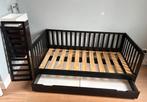 Peuterbed - zwart, Kinderen en Baby's, Kinderkamer | Bedden, Ophalen, Gebruikt, 70 tot 85 cm, 140 tot 160 cm