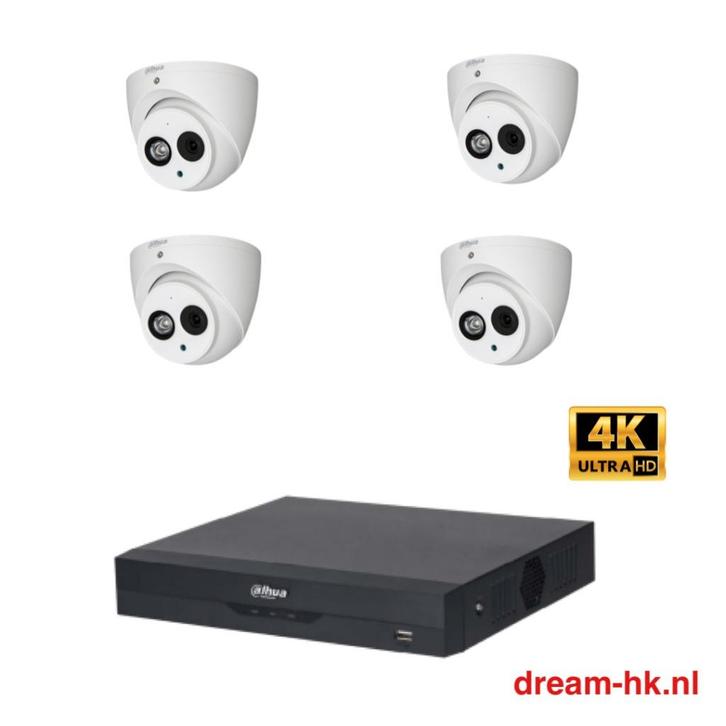 8MP Dahua beveiligingscamera set / 4CH DVR + 4x camera's, Audio, Tv en Foto, Videobewaking, Nieuw, Buitencamera, Ophalen of Verzenden