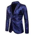 Heren blauw paisley colbert mannen blazer jasje bloemen, Verzenden, Nieuw, Overige maten, Blauw
