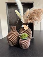 Spiraal vazen set van 3 bruin 3D Design vaas, Ophalen of Verzenden, Nieuw, Overige kleuren, Minder dan 50 cm