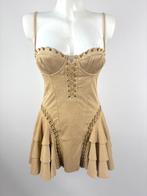 OH POLLY Bruin suedine rouches jurk  Maat 36, Bruin, Ophalen of Verzenden, Zo goed als nieuw, Maat 36 (S)