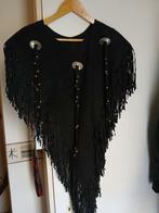 Poncho van echt suède in zwart, Verzenden, Zo goed als nieuw, Maat 42/44 (L), Zwart
