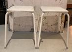 2x Brocante witte ijzeren krukken - krukjes, Gebruikt, Ophalen of Verzenden, Nvt, Nvt