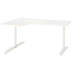 Hoekbureau Ikea Bekant wit 160x110, Ophalen, In hoogte verstelbaar, Gebruikt, Bureau