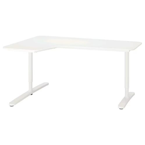 Hoekbureau Ikea Bekant wit 160x110, Huis en Inrichting, Bureaus, Gebruikt, Bureau, In hoogte verstelbaar, Ophalen