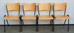8 x Vepa Vintage stoelen houten schoolstoelen cafestoelen, Ophalen of Verzenden, Zo goed als nieuw, Zwart, Vijf, Zes of meer stoelen