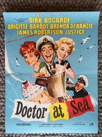 Vintage poster 1955 Doctor at Sea Brigitte Bardot, Ophalen of Verzenden, A1 t/m A3, Film en Tv, Rechthoekig Staand
