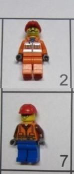 L001 LEGO POPPETJES MINIFIG, CONSRUCTIEWERKERS, SPOOR, CITY, Dalwagen 45b, 6669 CB Dodewaard, Lego, Ophalen of Verzenden, Zo goed als nieuw
