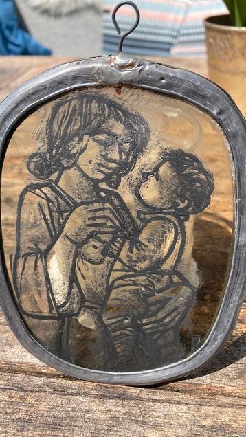 Oude Raamhanger gesigneerd B glas in lood beschikbaar voor biedingen
