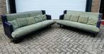 Bankstel banken leer alcantara 2,5 en 3 zits paars groen., Modern design, Gebruikt, Onbekend, Nvt