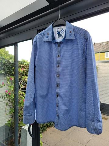 Oktoberfeest OS Trachten Blouse Blauw/Wit Ruit - Maat L  beschikbaar voor biedingen