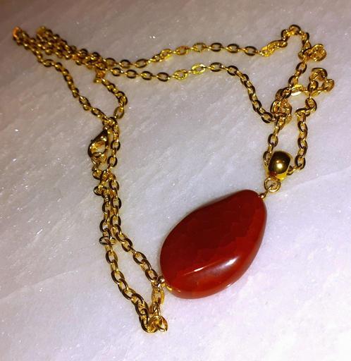 Ketting edelsteen hanger rode agaat, Sieraden, Tassen en Uiterlijk, Kettingen, Nieuw, Steen of Mineraal, Rood, Met edelsteen, Met hanger