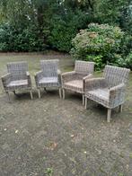 4 rieten eet/tuinkamer stoelen, Ophalen, Gebruikt, Overige kleuren, Riet of Rotan