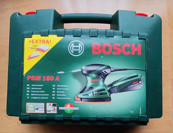 Bosch PSM 160 A multi schuurmachine met schuurpapier., Doe-het-zelf en Verbouw, Gereedschap | Schuurmachines, Gebruikt, Vlakschuurmachine