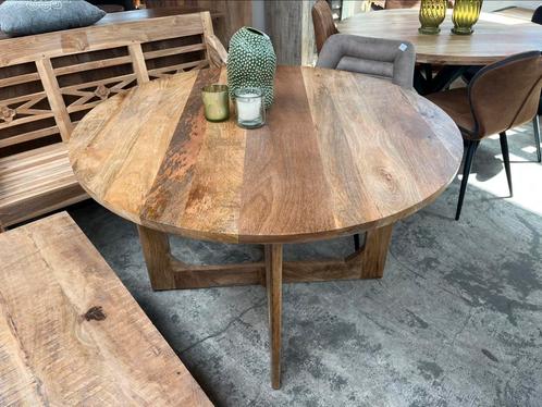 Magazijn leegverkoop nieuwe ronde eettafel Mangohout actie, Huis en Inrichting, Woonaccessoires | Overige, Nieuw, Ophalen of Verzenden
