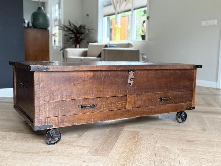 salontafel op wielen-met opbergruimte, Huis en Inrichting, Tafels | Salontafels, Zo goed als nieuw, Minder dan 50 cm, 50 tot 100 cm