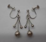 Zilveren antieke schroef oorbellen met bollen nr.1283, Sieraden, Tassen en Uiterlijk, Antieke sieraden, Verzenden, Zilver, Oorbellen