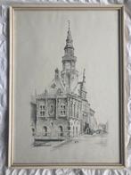 Tekening van Stadhuis te Bolsward, Antiek en Kunst, Kunst | Tekeningen en Foto's, Ophalen