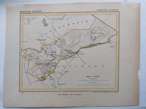 61 / Gemeente Vlodrop Limburg Litho uit 1866 door J. Kuyper, Antiek en Kunst, Kunst | Litho's en Zeefdrukken, Ophalen of Verzenden