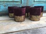 Waxine glaasjes velvet Bordeaux rood 5 stuks, Ophalen of Verzenden, Nieuw, Overige materialen
