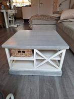 Salontafel landelijk grijs met rotan manden, Huis en Inrichting, Tafels | Salontafels, Ophalen, Gebruikt, 50 tot 100 cm, Vierkant