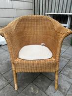 Rieten stoel met kussen, Ophalen, Gebruikt, Bruin, Riet of Rotan