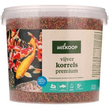 Vrijwel volle 5 liter emmer Welkoop vissen korrels premium beschikbaar voor biedingen