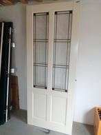 Massief houten deur met geslepen glas 231.5 x 93 cm compleet, Doe-het-zelf en Verbouw, Deuren en Horren, Ophalen, 80 tot 100 cm