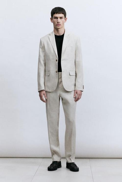 Linnen pak: 52/52 (zo goed als nieuw), Kleding | Heren, Kostuums en Colberts, Zo goed als nieuw, Maat 52/54 (L), Blauw, Ophalen of Verzenden
