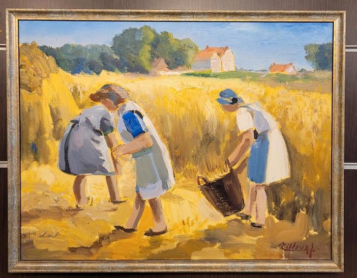 Joseph TILLEUX, veldwerk, Antiek en Kunst, Kunst | Schilderijen | Klassiek, Ophalen of Verzenden