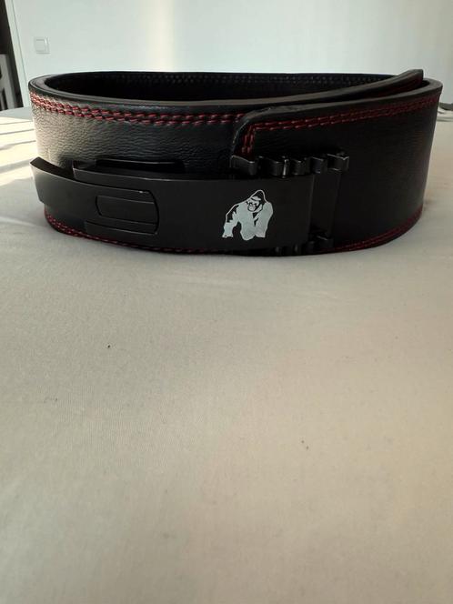 Gorilla Wear 10 cm premium leer Lever Belt Zwart nieuwstaat!, Sport en Fitness, Fitnessmaterialen, Zo goed als nieuw, Halterriem