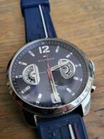 Tommy Hilfiger - Groot heren horloge - Blauw gestreepte bnd, Staal, Staal, Tommy@tommy.nl, Ophalen of Verzenden