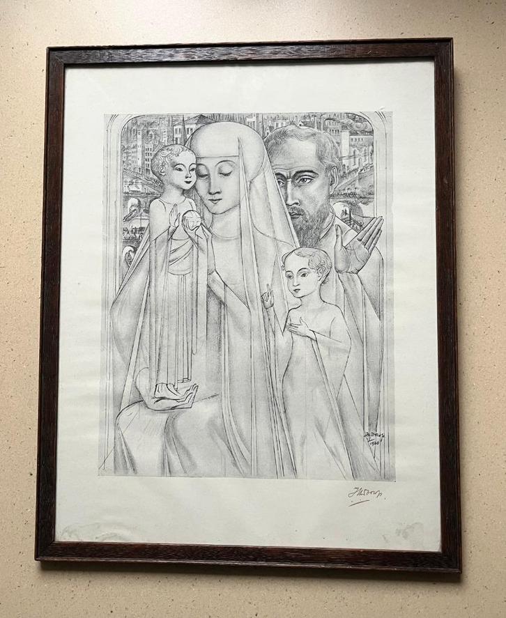 Jan Toorop, Madonna met kindeke en engelen, 1920, signatuur, Antiek en Kunst, Kunst | Schilderijen | Klassiek, Ophalen of Verzenden