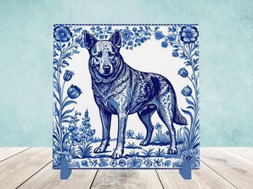 Cattle Dog Delfts Blauwe tegel incl houder beschikbaar voor biedingen