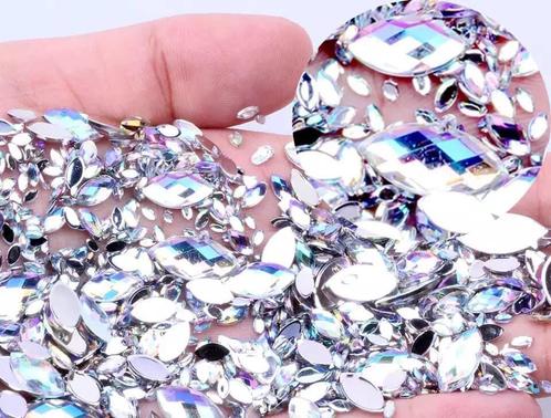 600stks 7 Maten Nailart Steentjes Eye Shape, Sieraden, Tassen en Uiterlijk, Uiterlijk | Cosmetica en Make-up, Nieuw, Zilver, Ophalen of Verzenden