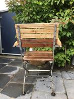 tuinstoelen metaal met houten zit en leuningen, Gebruikt, Metaal, Ophalen