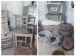 Brocante woonaccessoires, grey wash, lichtgrijs hout en riet, Ophalen of Verzenden