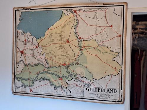 Oude schoolkaart Gelderland, Antiek en Kunst, Antiek | Schoolplaten, Aardrijkskunde, Ophalen of Verzenden