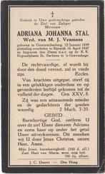 Adriana Johanna Stal 1849 Geertruidenberg + 1937 Rijswijk, Verzenden, Bidprentje