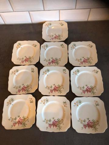 Vintage Bloemen gebaks Bordjes (10stuks) beschikbaar voor biedingen