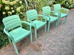 Mintgroene tuinstoelen 4 stuks, Ophalen, Gebruikt, Kunststof, Stapelbaar