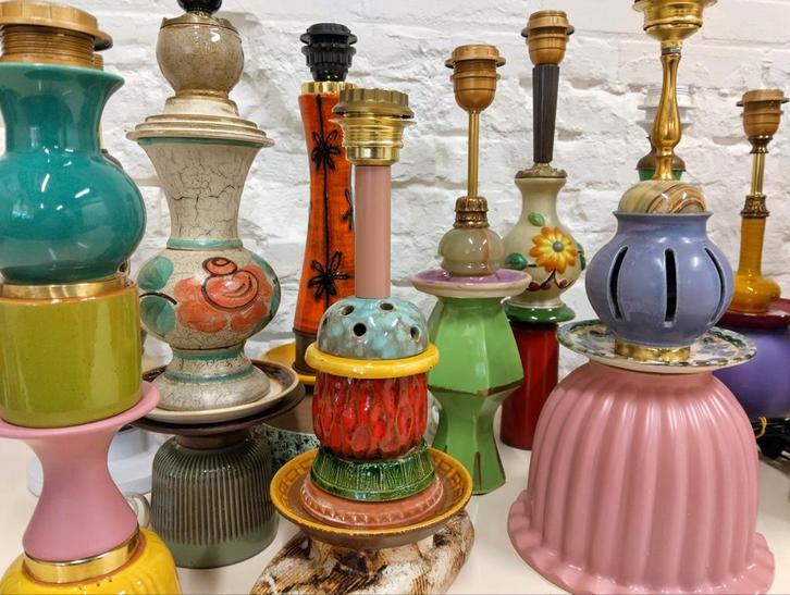 Zoek je een unieke lampenvoet voor een lampenkap, Huis en Inrichting, Lampen | Tafellampen, Gebruikt, Minder dan 50 cm, Glas, Hout