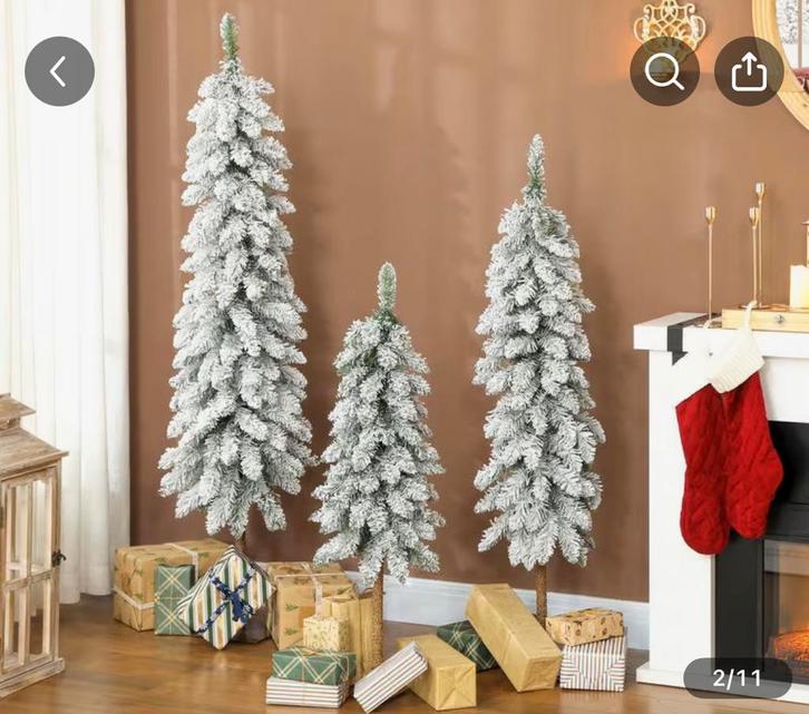 Kerstboom met sneeuw 3 stuks op voet, 90/120/150 cm, Diversen, Kerst, Nieuw, Ophalen