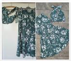 Lange rok en top blouse maat 36 s groen floral print beach z, Nieuw, Groen, H&M, Onder de knie