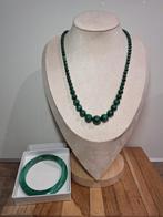 Malachiet Set: Armband & Ketting, Sieraden, Tassen en Uiterlijk, Kettingen, Nieuw, Ophalen of Verzenden, Steen of Mineraal, Met edelsteen